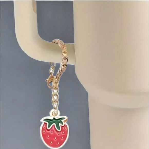 Strawberry Keychain and Straw Topper Set - Picture 2 of 5